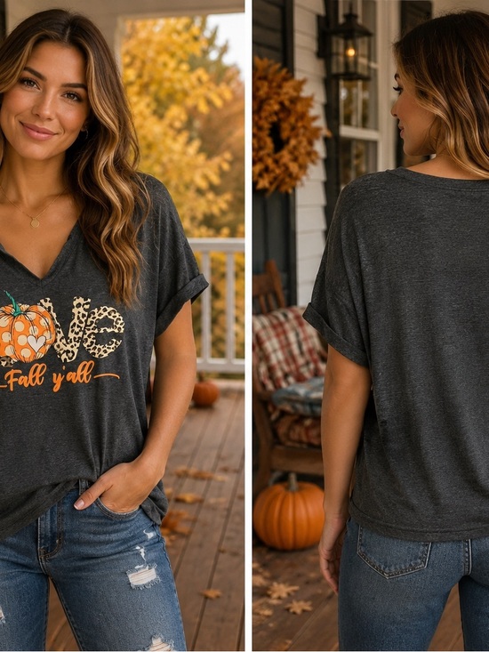 Tops - Charcoal Fall Graphic Tee “Love Fall Y’all”